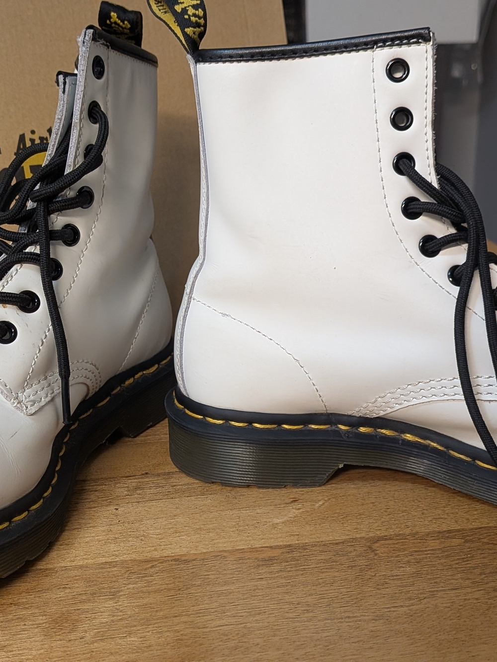 Dr. Martens White Leather 8-Eye Lace-Up Boots